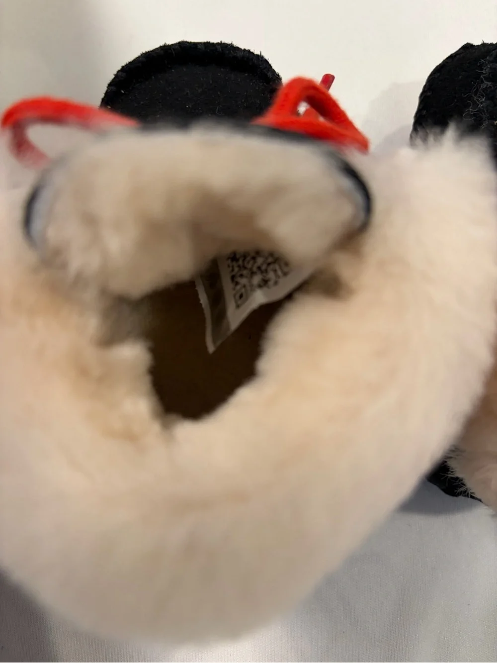 UGG Baby Moccasin Booties with Fur and Red Laces